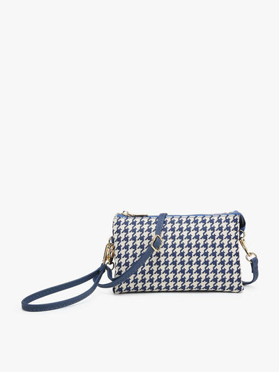 M013HDST Houndstooth 3 Compartment Crossbody - MiMi Wholesale