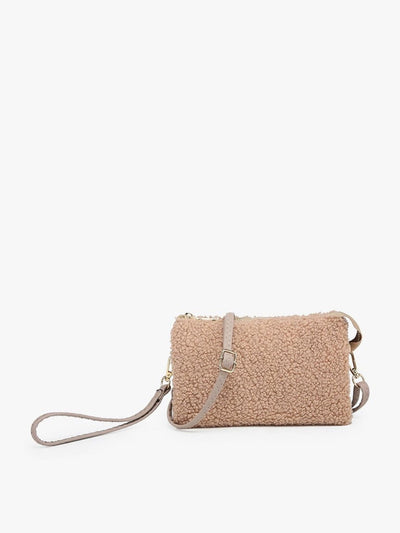 M013SHP Riley Sherpa 3 Compartment Crossbody/Wristlet - MiMi Wholesale