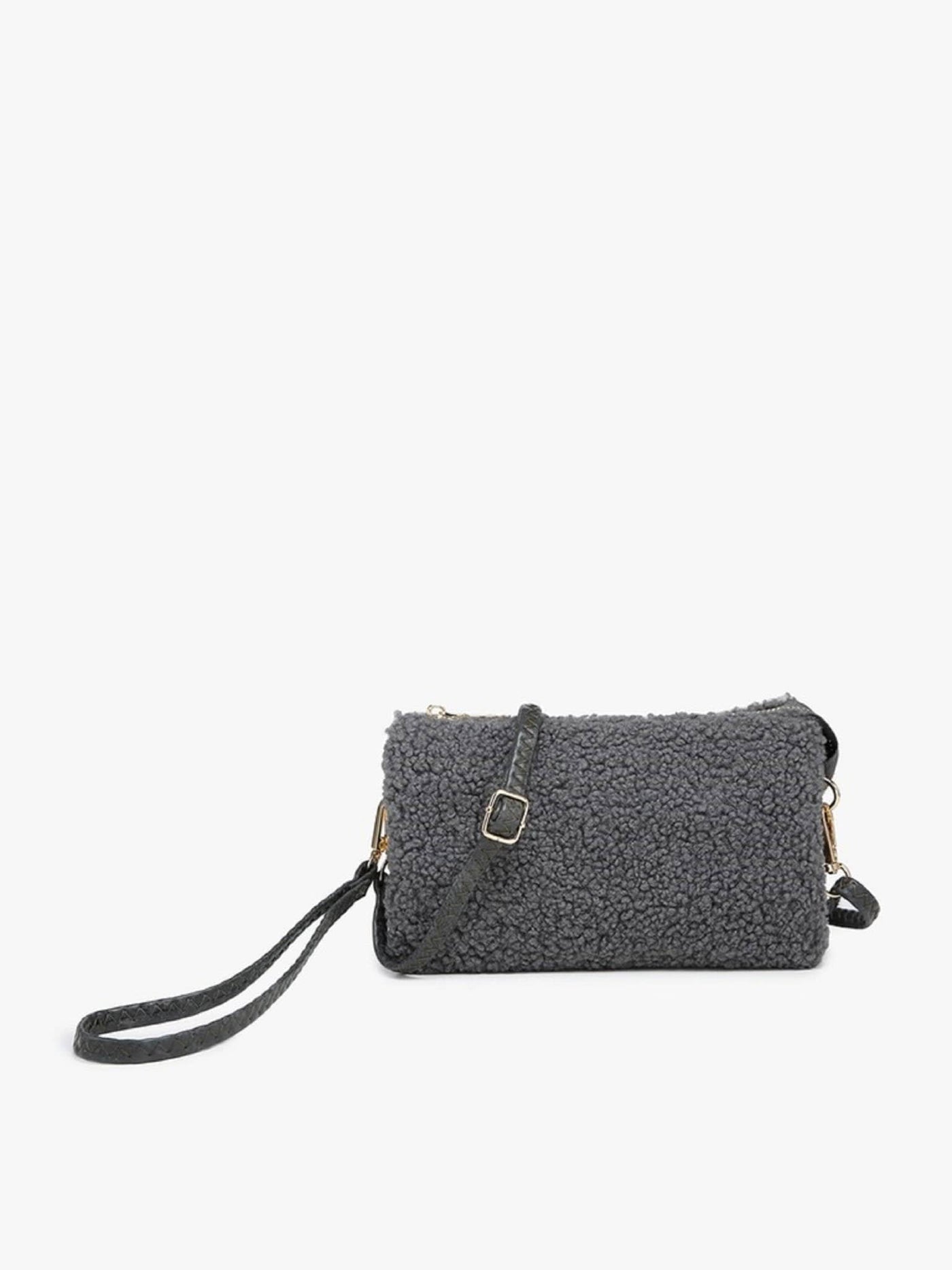 M013SHP Riley Sherpa 3 Compartment Crossbody/Wristlet - MiMi Wholesale