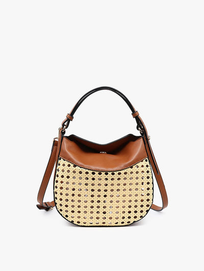 M2472 Evans Rattan/Vegan Leather Crossbody - MiMi Wholesale