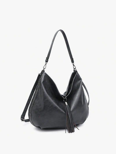 M2546 Demi Distressed Studded Hobo Bag - MiMi Wholesale