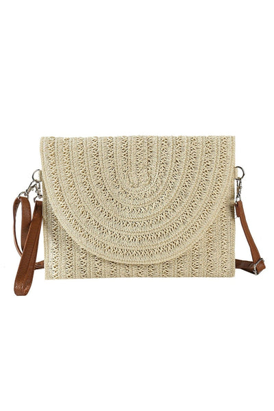 MB0181 Eden Striped Straw Crossbody/Clutch - MiMi Wholesale