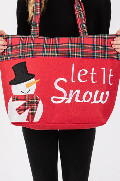 MB0262 Let it Snow Snowman Christmas Tote Bag - MiMi Wholesale