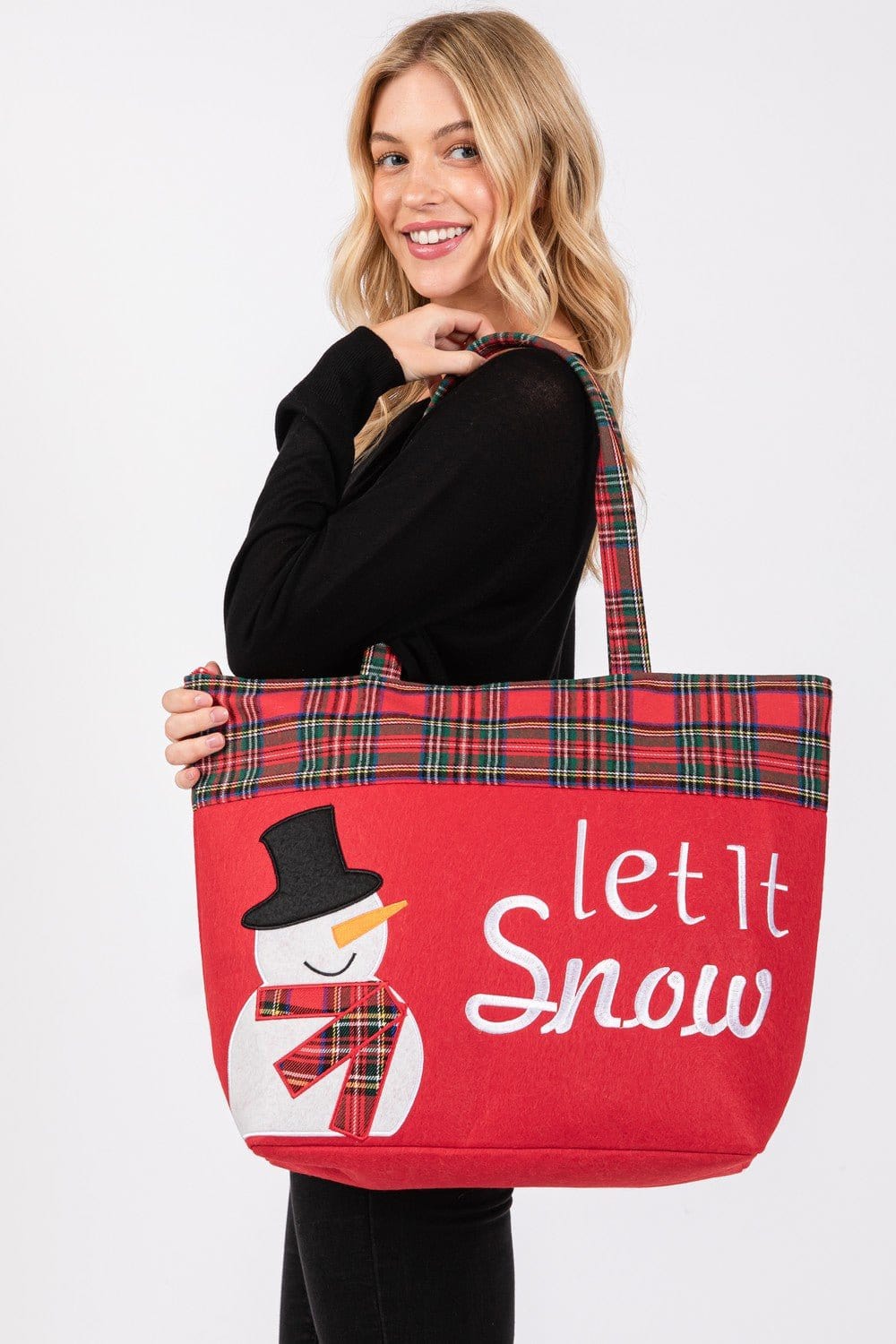 MB0262 Let it Snow Snowman Christmas Tote Bag - MiMi Wholesale