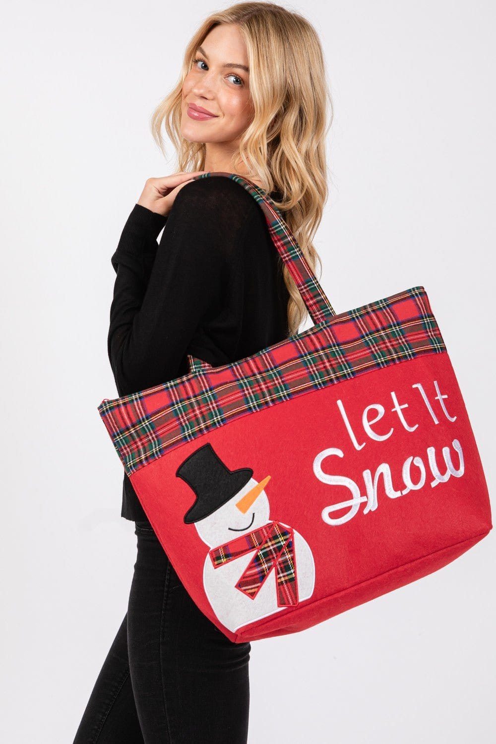 MB0262 Let it Snow Snowman Christmas Tote Bag - MiMi Wholesale