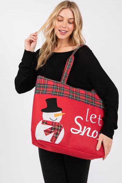 MB0262 Let it Snow Snowman Christmas Tote Bag - MiMi Wholesale