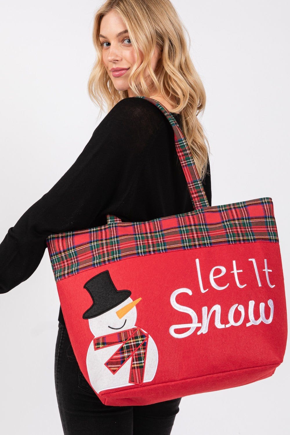 MB0262 Let it Snow Snowman Christmas Tote Bag - MiMi Wholesale