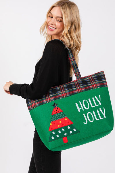 MB0264 Holy Jolly Christmas Tree Tote Bag - MiMi Wholesale