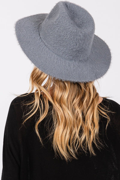 MH0172 Fuzzy Fedora Hat - MiMi Wholesale