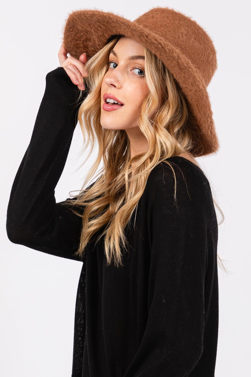 MH0172 Fuzzy Fedora Hat - MiMi Wholesale