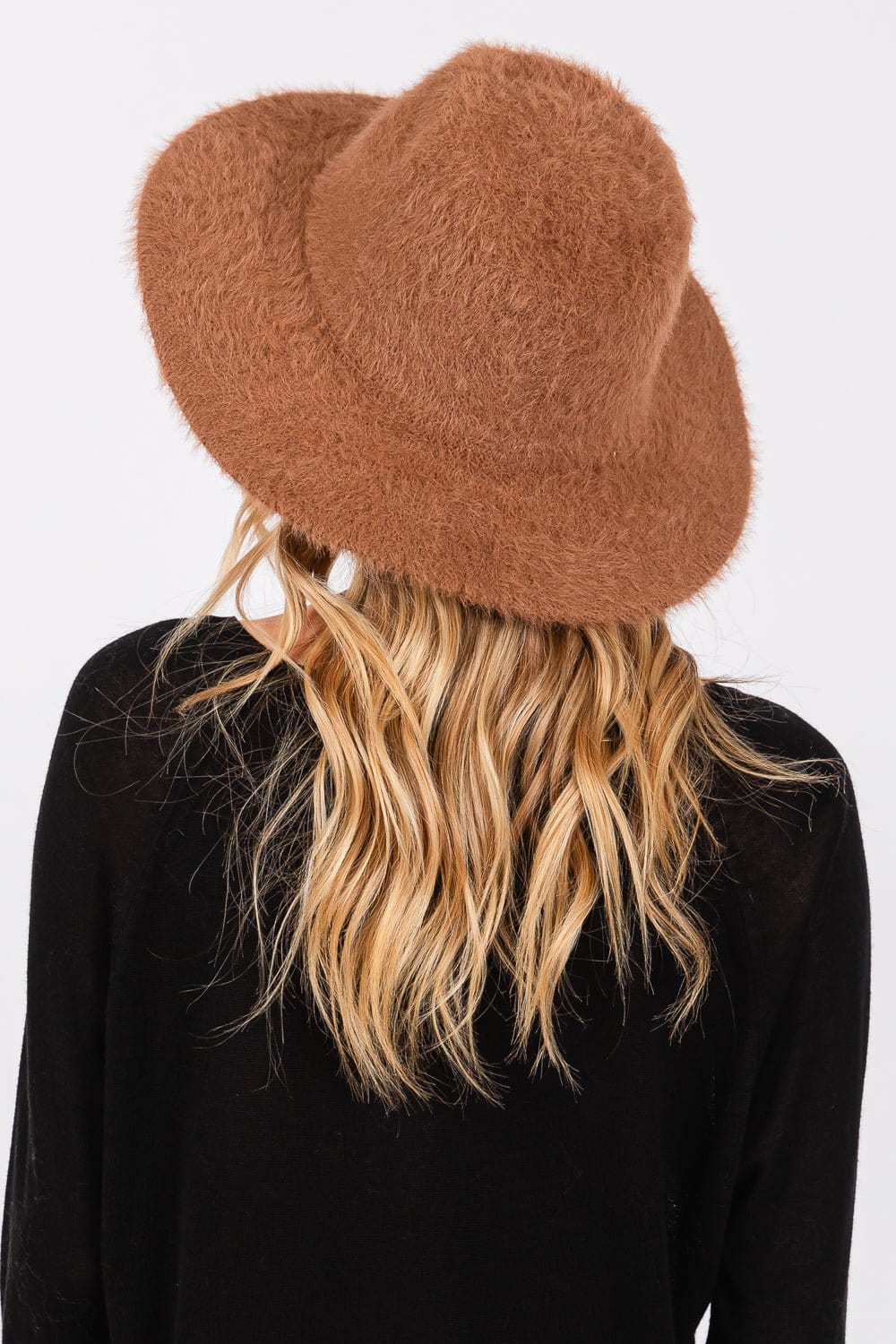 MH0172 Fuzzy Fedora Hat - MiMi Wholesale