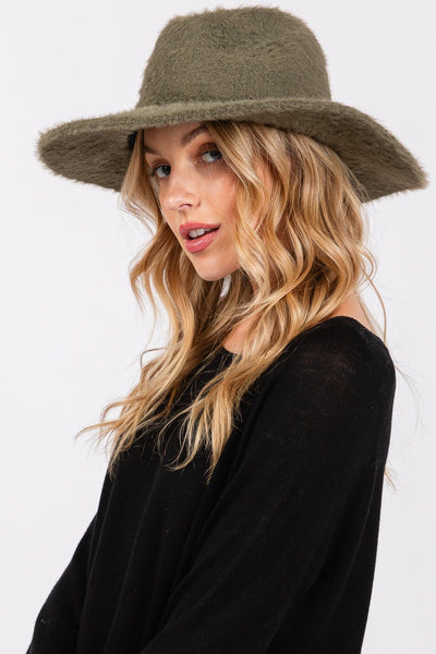 MH0172 Fuzzy Fedora Hat - MiMi Wholesale