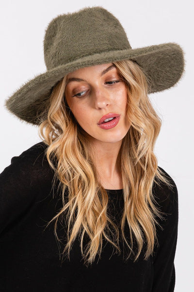 MH0172 Fuzzy Fedora Hat - MiMi Wholesale