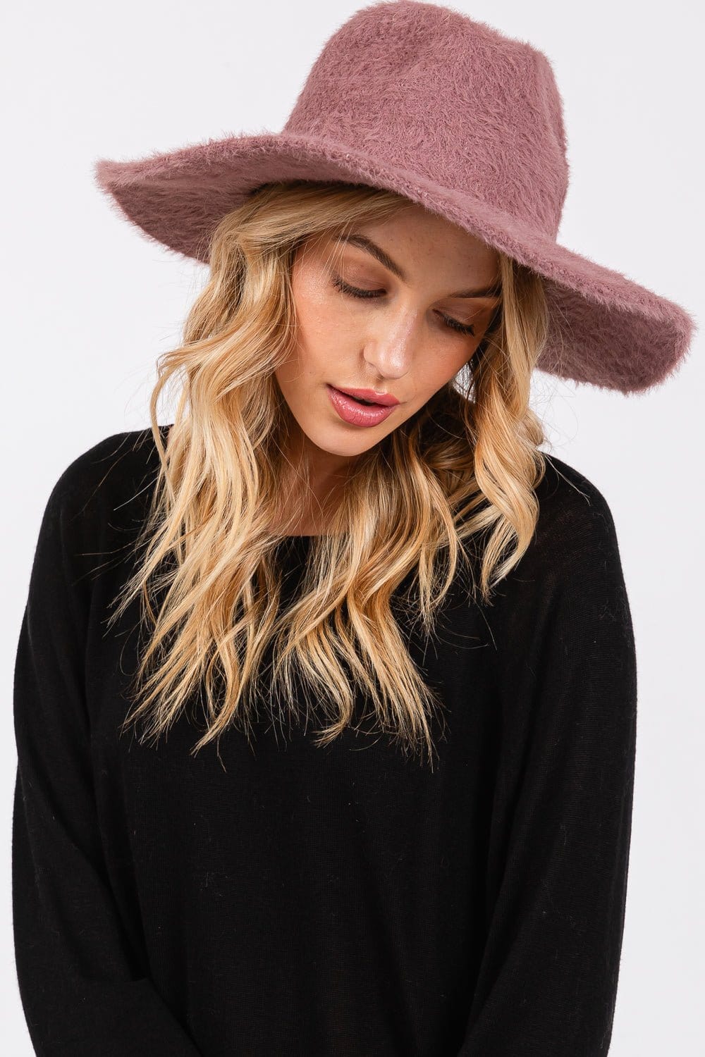 MH0172 Fuzzy Fedora Hat - MiMi Wholesale