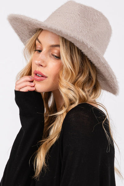 MH0172 Fuzzy Fedora Hat - MiMi Wholesale