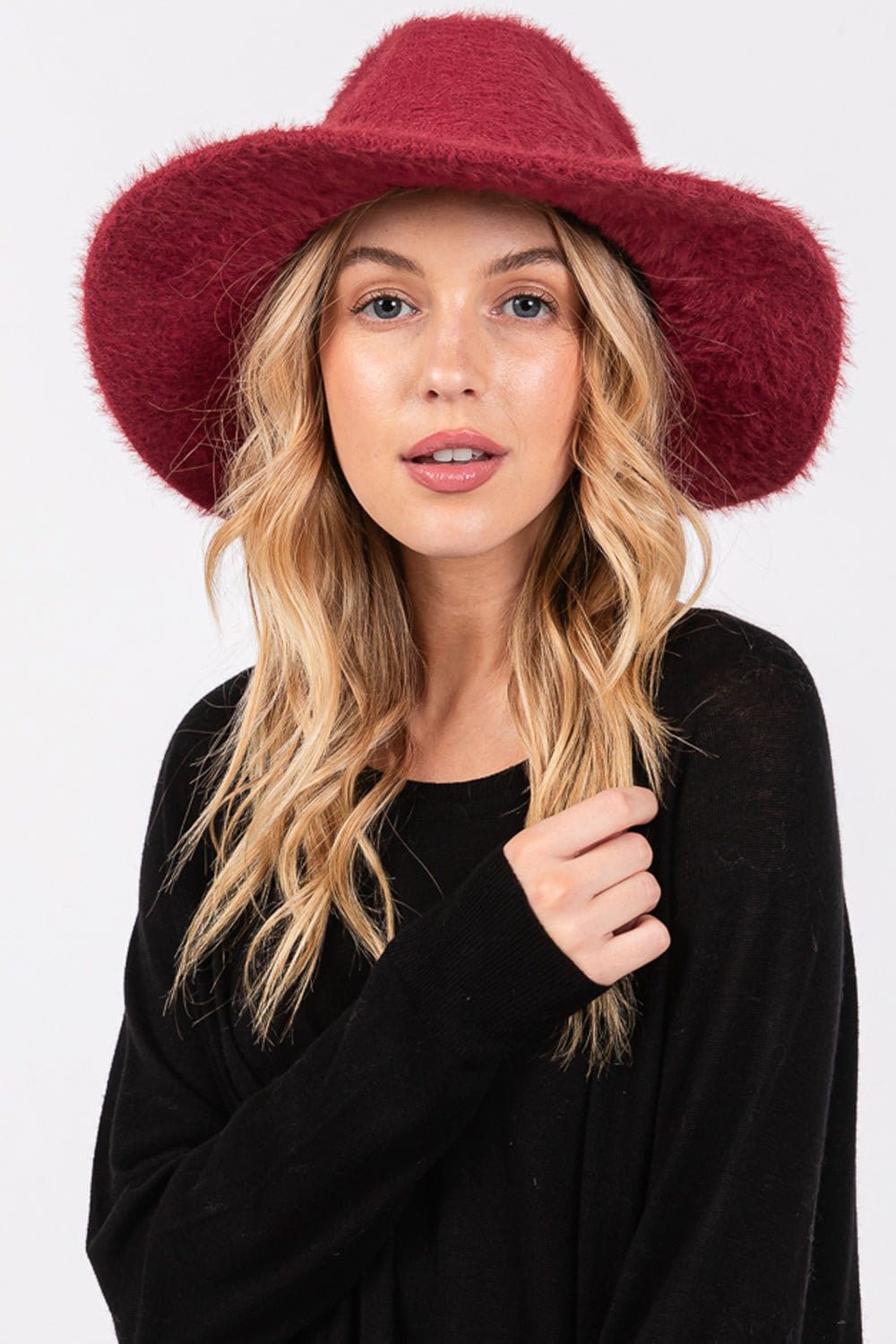 MH0172 Fuzzy Fedora Hat - MiMi Wholesale