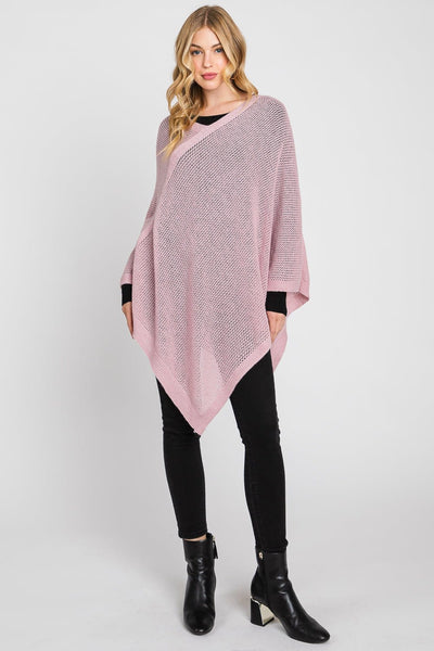 MS0335 Solid Loose Knit Poncho - MiMi Wholesale