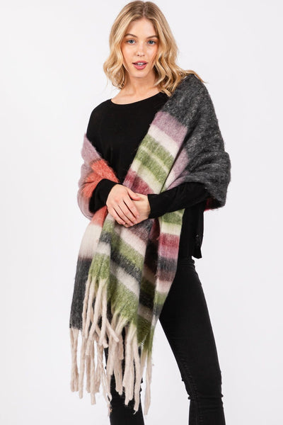 MS0390 Claudia Brushed Multi Color Stripe Scarf - MiMi Wholesale