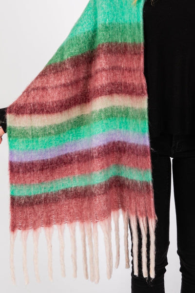 MS0390 Claudia Brushed Multi Color Stripe Scarf - MiMi Wholesale