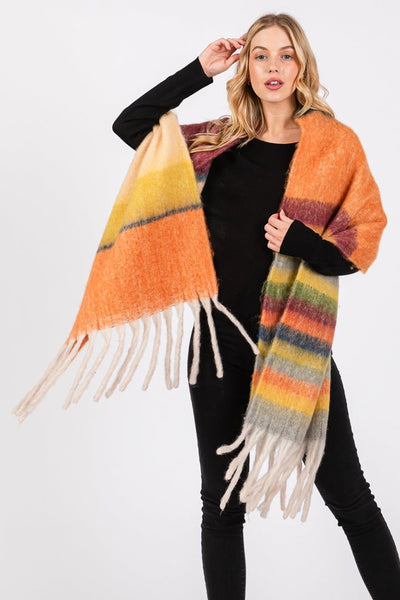 MS0390 Claudia Brushed Multi Color Stripe Scarf - MiMi Wholesale