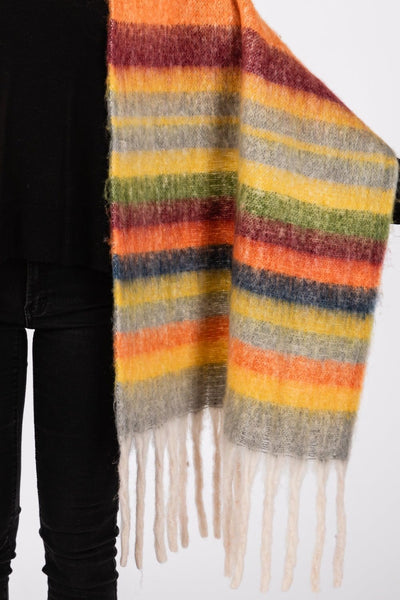 MS0390 Claudia Brushed Multi Color Stripe Scarf - MiMi Wholesale