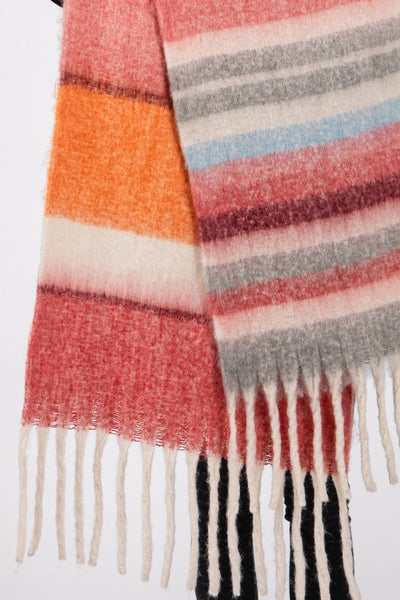 MS0390 Claudia Brushed Multi Color Stripe Scarf - MiMi Wholesale