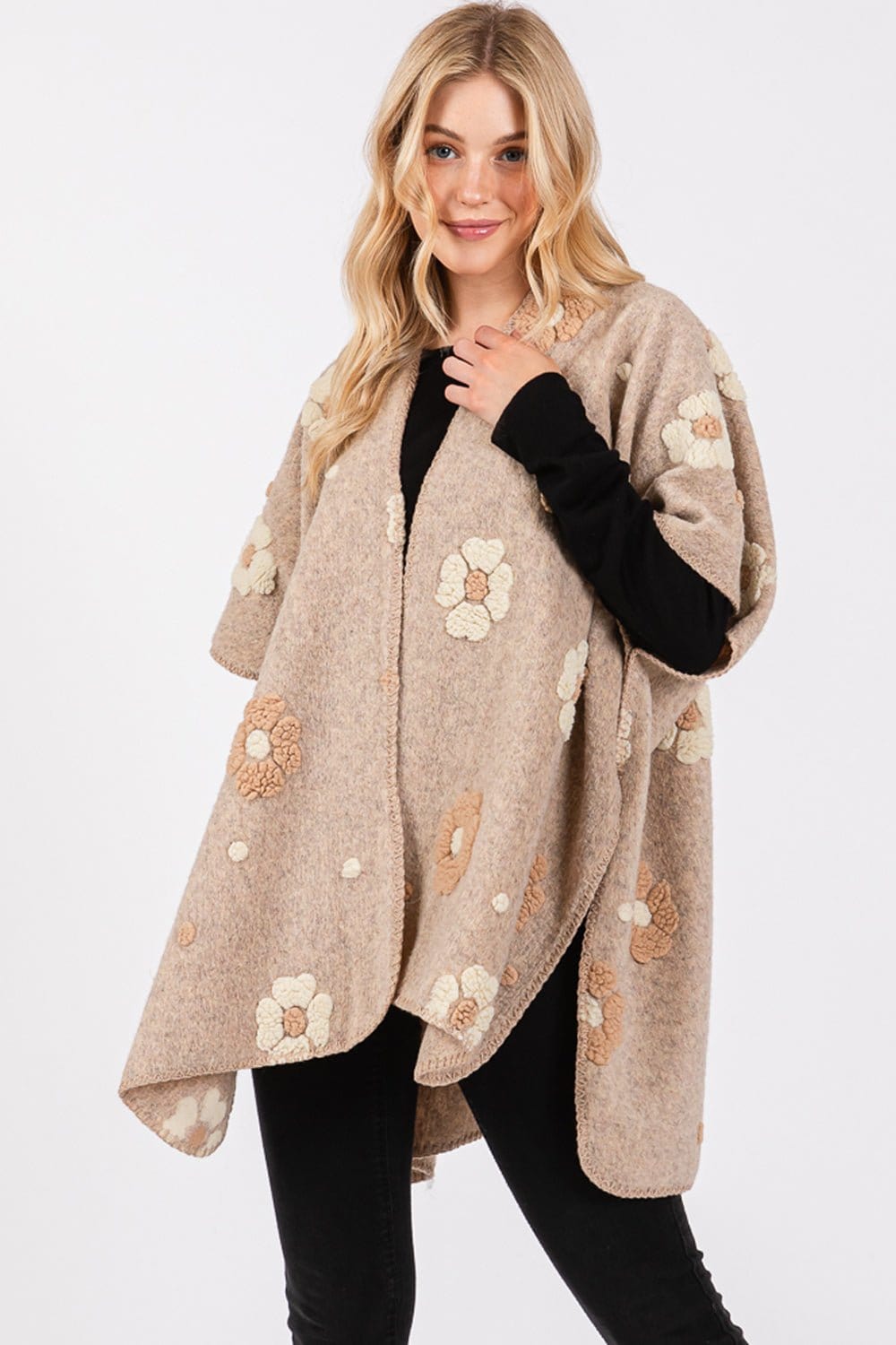 MS0399 Floral Fleece Kimono - MiMi Wholesale