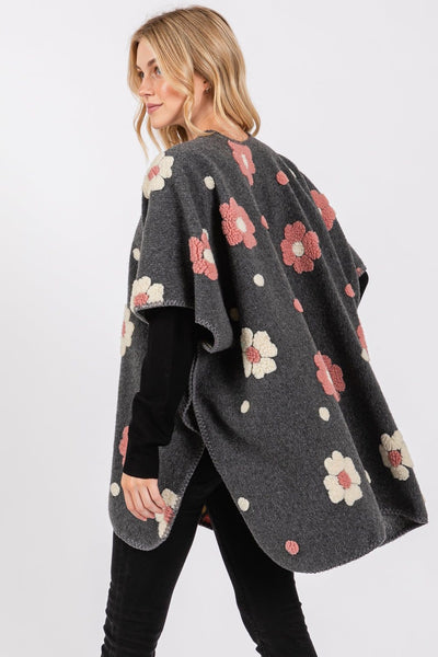 MS0399 Floral Fleece Kimono - MiMi Wholesale