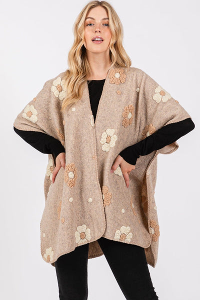 MS0399 Floral Fleece Kimono - MiMi Wholesale