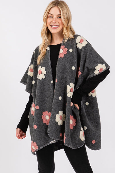 MS0399 Floral Fleece Kimono - MiMi Wholesale