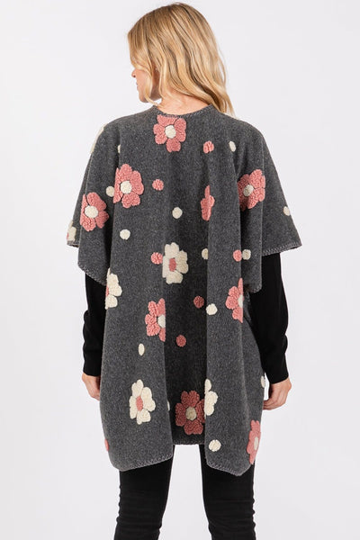 MS0399 Floral Fleece Kimono - MiMi Wholesale