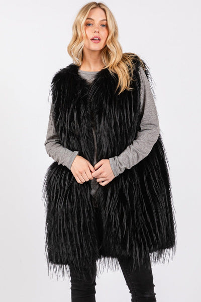 MS0403 Faux Fur Vest With Pockets - MiMi Wholesale