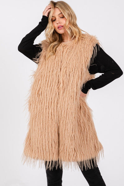 MS0403 Faux Fur Vest With Pockets - MiMi Wholesale