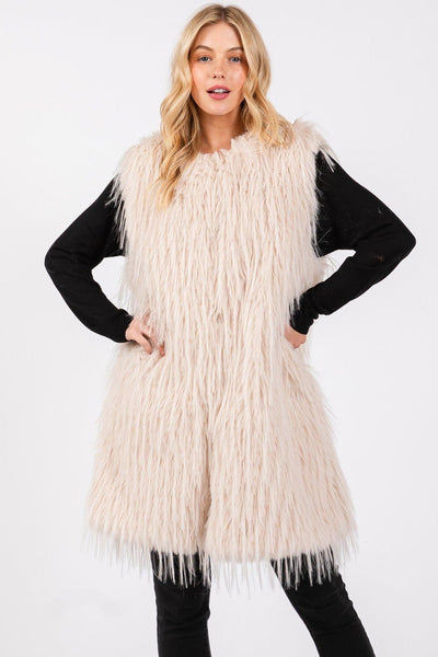 MS0403 Faux Fur Vest With Pockets - MiMi Wholesale