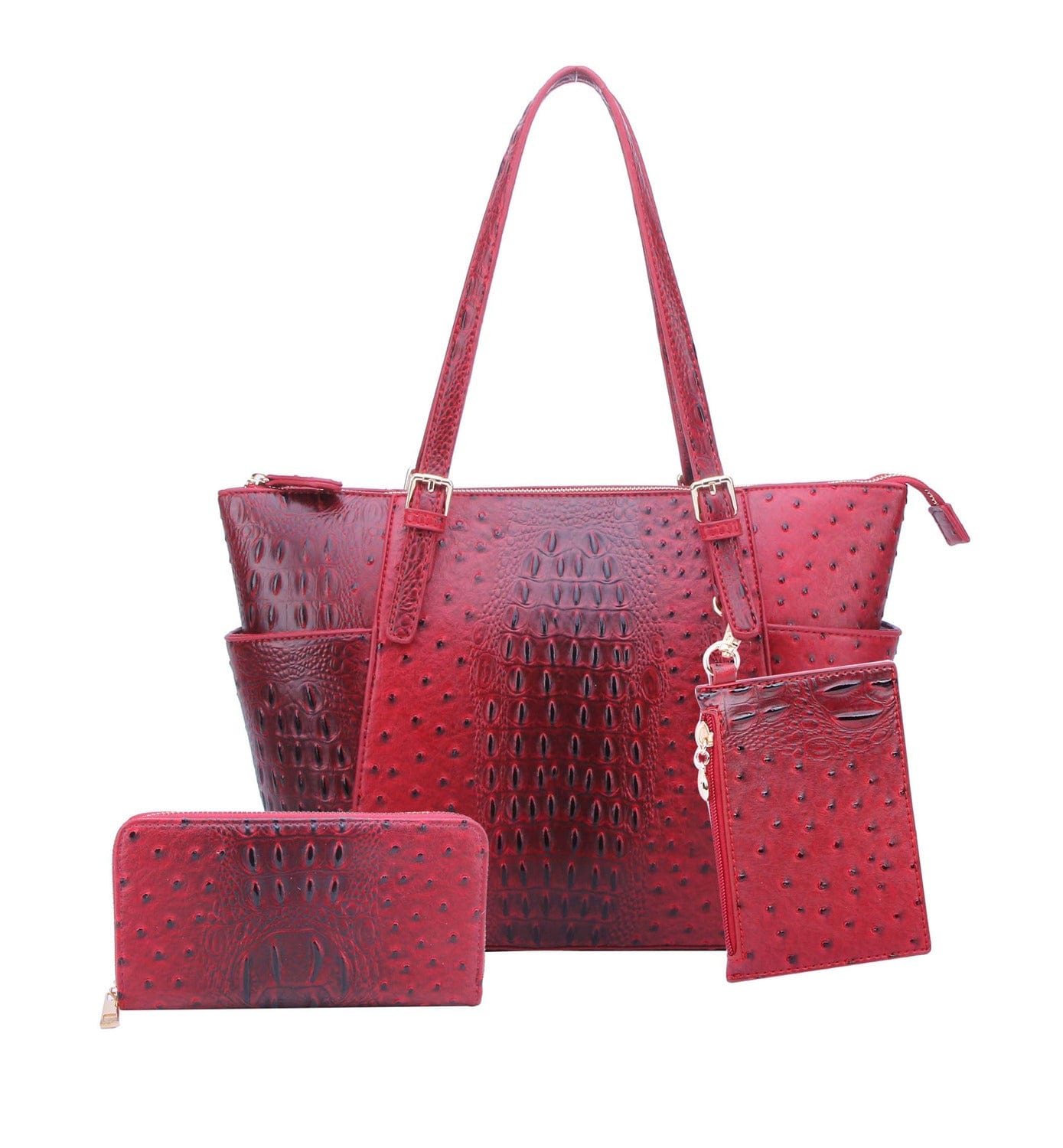 OS1009W 3 Piece Crocodile Pattern Tote Bag Set - MiMi Wholesale