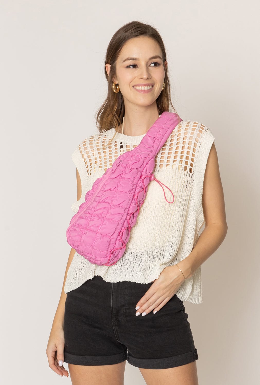 QBS410088 Brielle Quilted Sling Bag - MiMi Wholesale