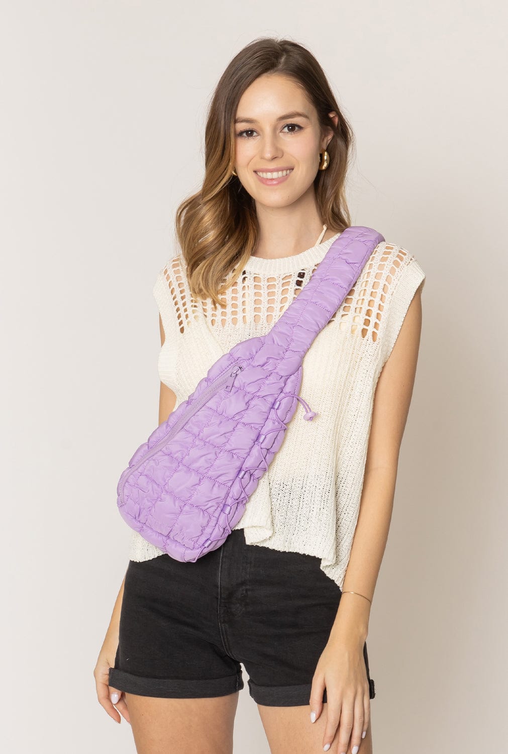 QBS410088 Brielle Quilted Sling Bag - MiMi Wholesale