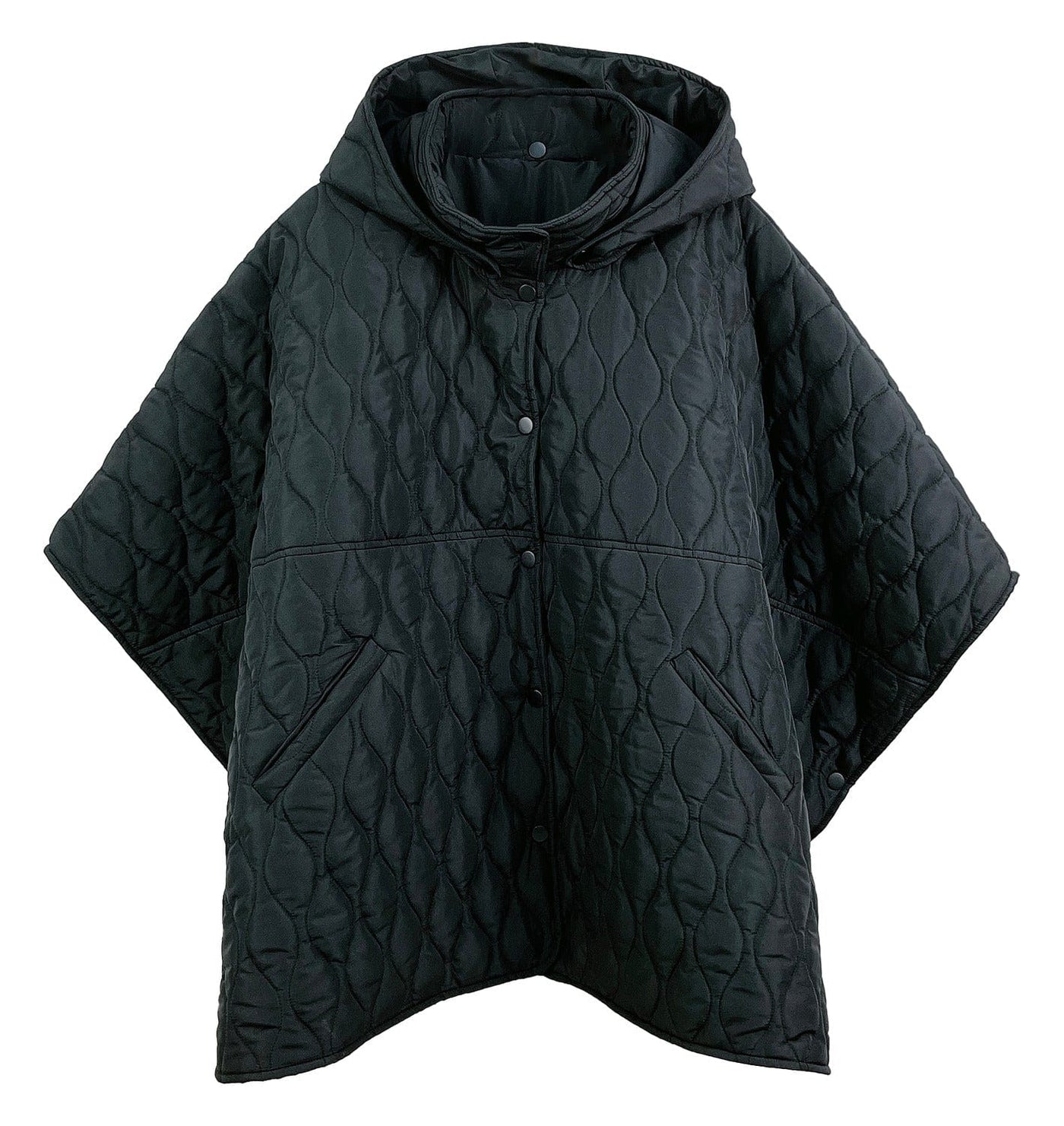 QCM420013 Quilted Puffer Poncho With Removable Hood - MiMi Wholesale