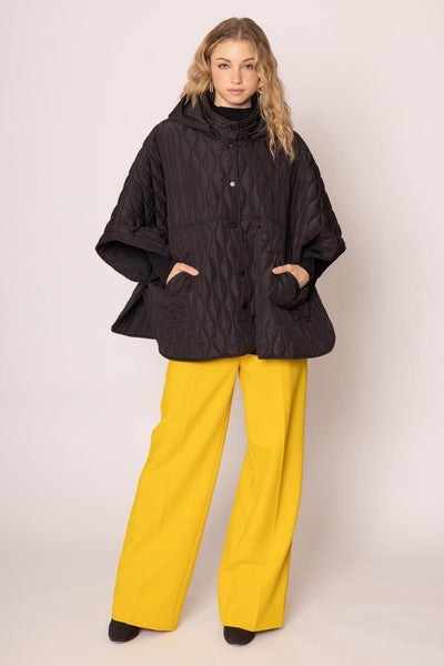 QCM420013 Quilted Puffer Poncho With Removable Hood - MiMi Wholesale