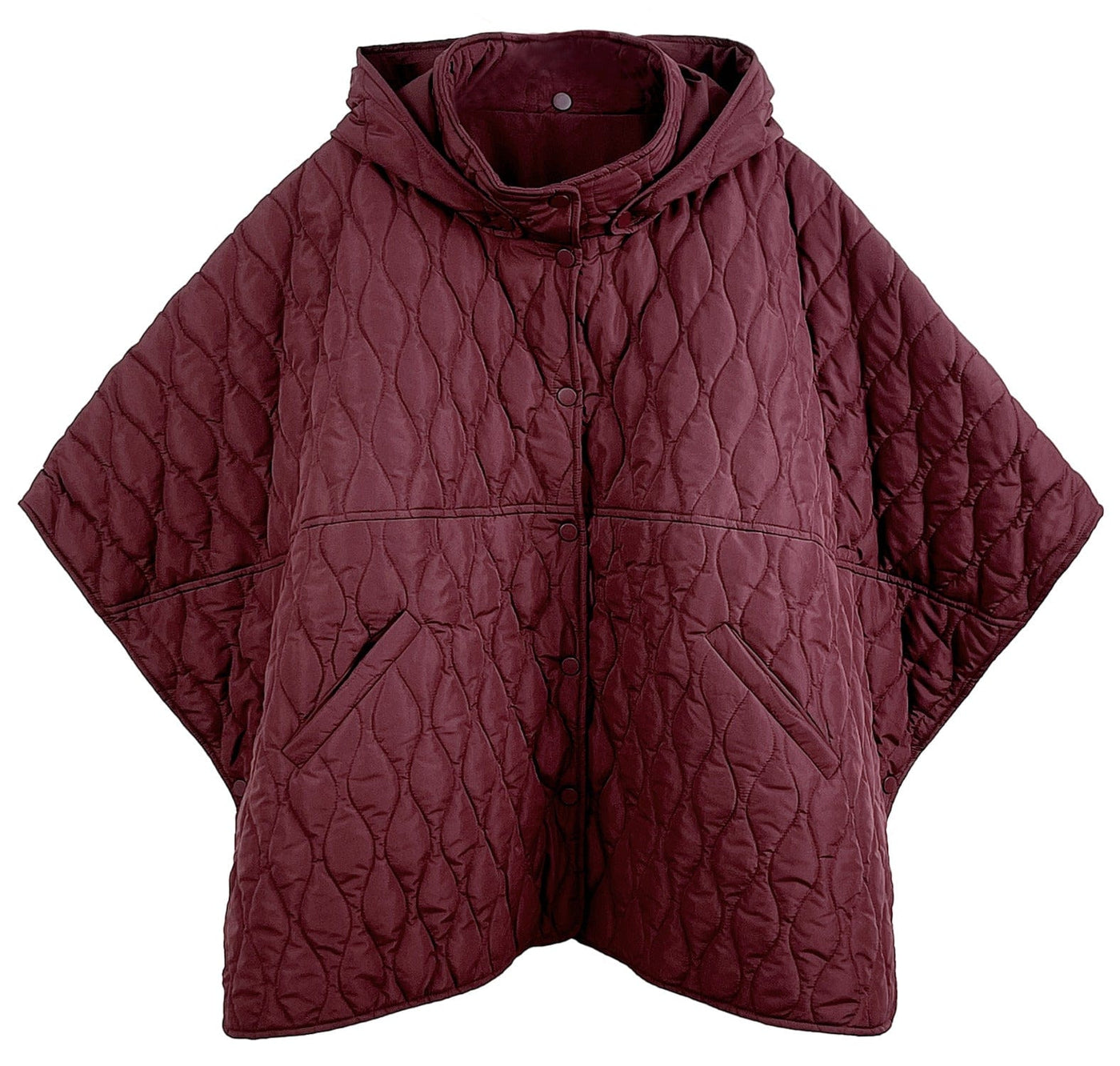 QCM420013 Quilted Puffer Poncho With Removable Hood - MiMi Wholesale