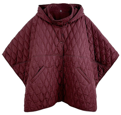 QCM420013 Quilted Puffer Poncho With Removable Hood - MiMi Wholesale