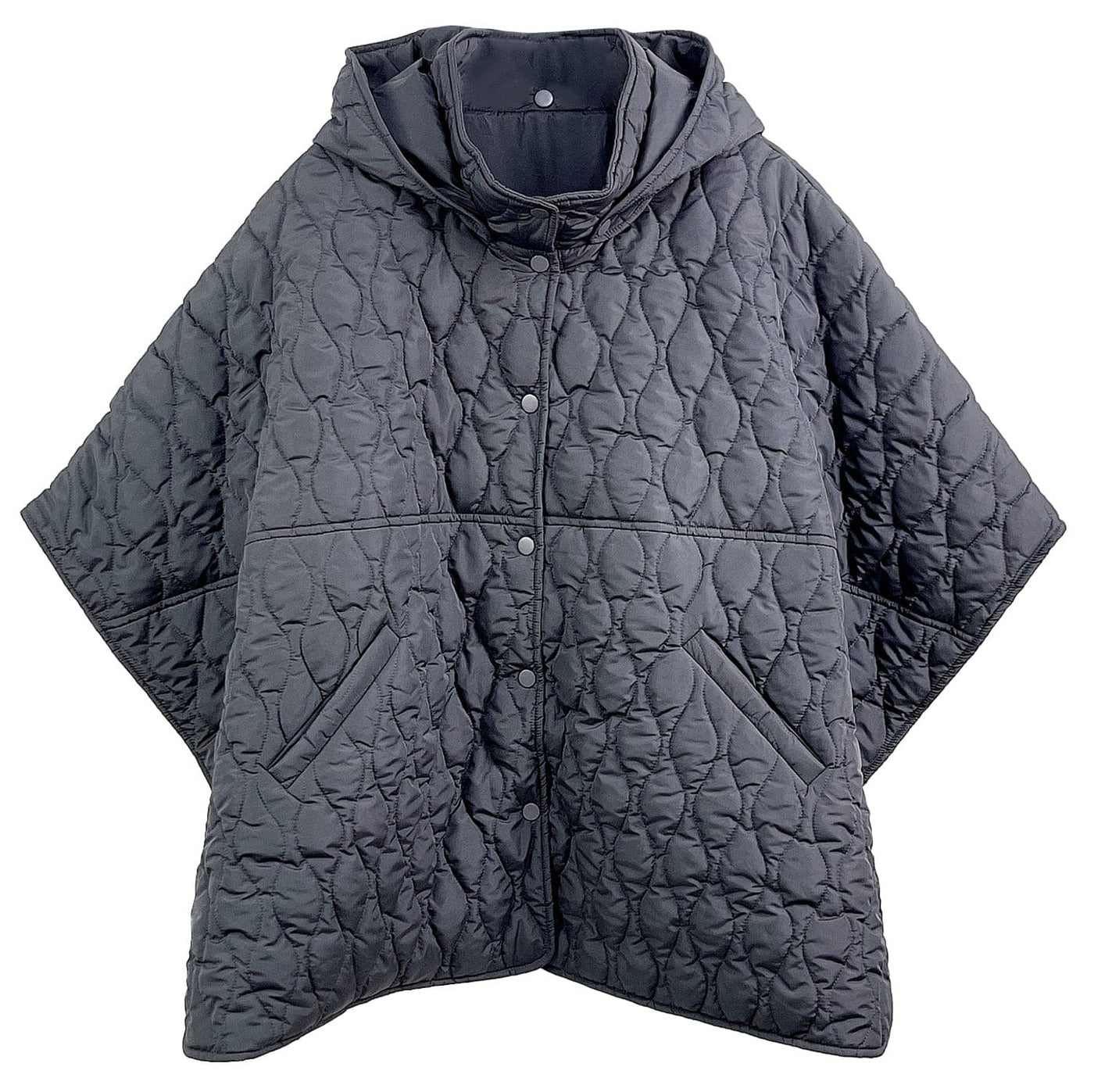 QCM420013 Quilted Puffer Poncho With Removable Hood - MiMi Wholesale