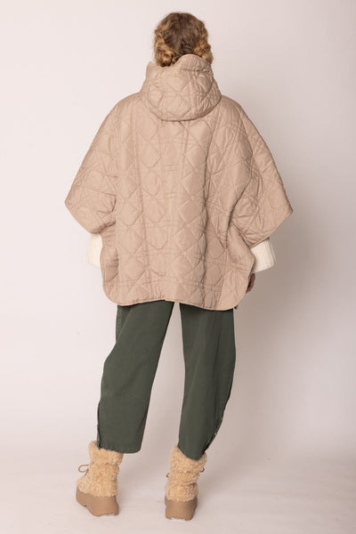 QCM420014 Quilted Puffer Zip Poncho - MiMi Wholesale