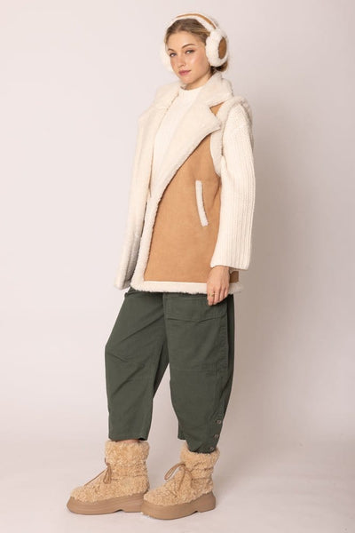 QCV420011 Faux Shearling and Suede Aviator Vest - MiMi Wholesale