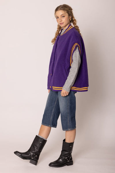 QCV420019 College Colors Sherpa Varsity Vest - MiMi Wholesale