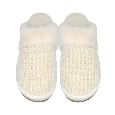 SPE0032 Waffle Knit Furry Slippers - MiMi Wholesale