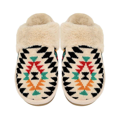 SPE3001 Aztec Pattern Furry Slippers - MiMi Wholesale