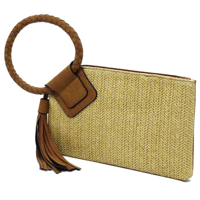 ST204 Cheyenne Straw Wristlet/Clutch With Tassel - MiMi Wholesale