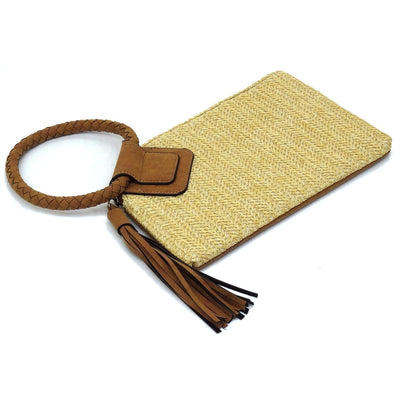 ST204 Cheyenne Straw Wristlet/Clutch With Tassel - MiMi Wholesale