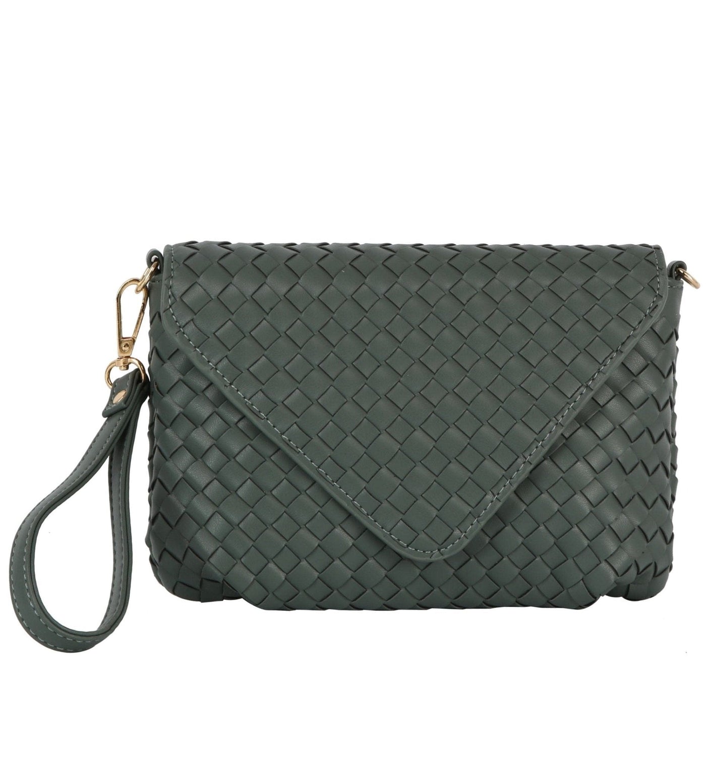 TDE0065 Lynn Three Compartment Woven Clutch/Crossbody - MiMi Wholesale